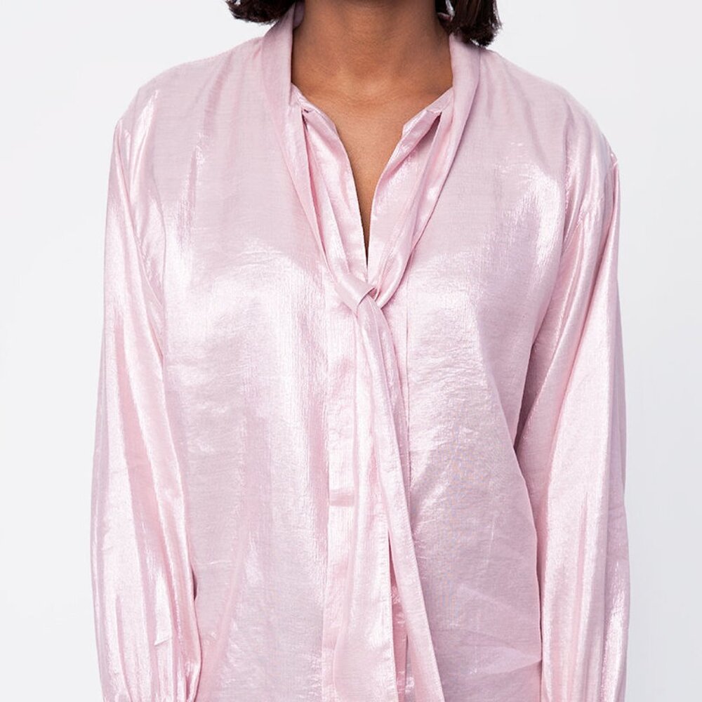 FORTE FORTE Silk Viscose Lurex Shirt in Rose